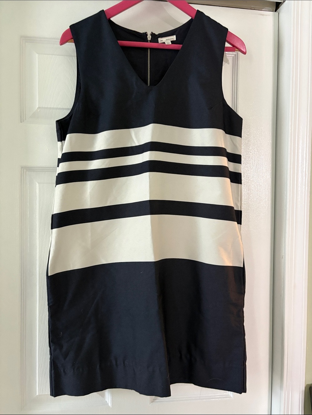 GAP Black and White Striped Sleeveless Shift Dress
